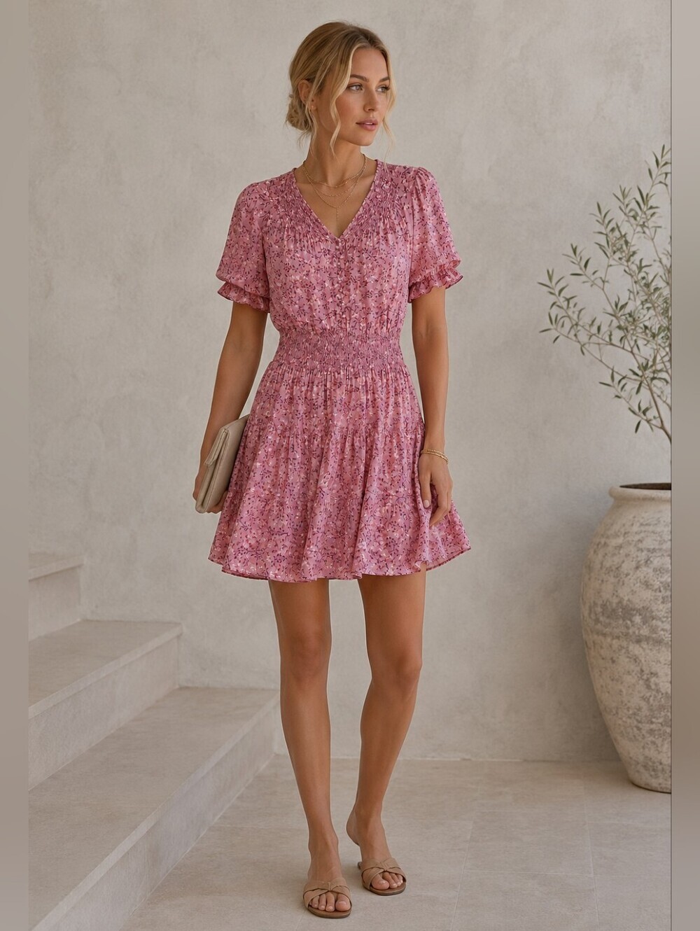 Poupette St Barth Pink Short Sleeve Dress
